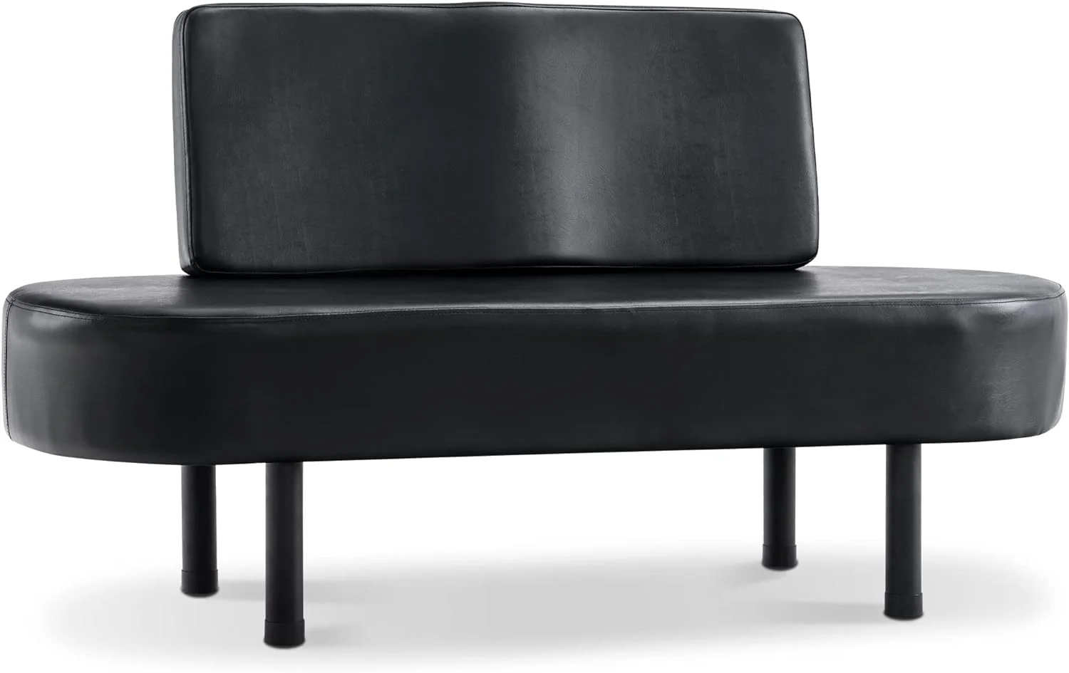 Waiting Room Chairs Reception Settee Bench, Leather Upholstered Dining Bench With Backrest, Office Salon Furniture W702 (Black)