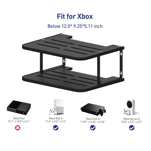 Black Projector Wall Shelf/Floating Under TV Game Double Shelf Stand for Xbox, Router/Entertainment Center, Projector Holder Accessories
