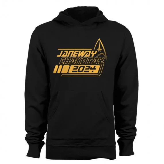 GEEK TEEZ Janeway Chakotay 2024 Original Artwork Inspired by Star Trek Men's Hoodie Black Small