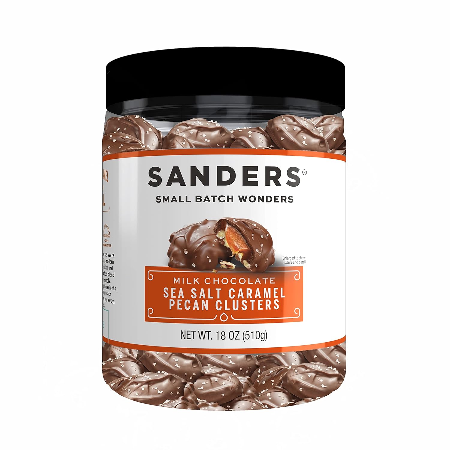 Sanders Milk Chocolate Sea Salt Caramel Pecan Clusters - 18 oz Tub