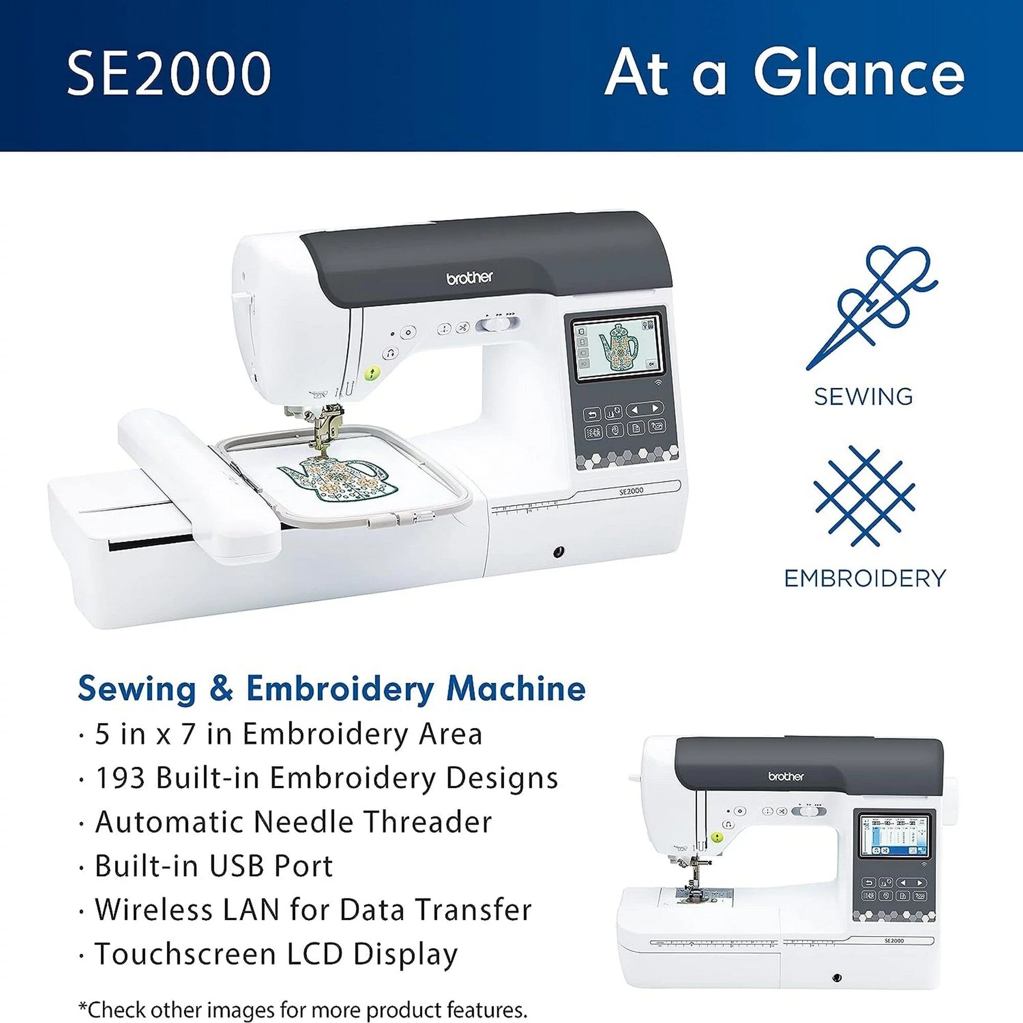 Brother SE2000 Embroidery & Sewing Machine w/ $1,470 Embroidery & Digitizing Bundle