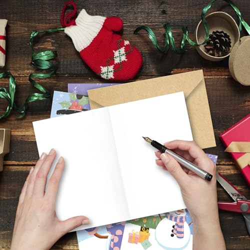 SuperShunhu 24 Cute Snowman Christmas Cards Set, Holiday Season Greeting Cards Pack with Envelopes, 4x6 Inch, Boxed Christmas Holiday Cards