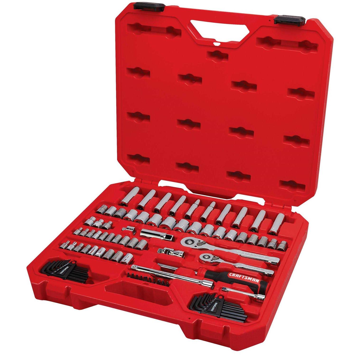 CRAFTSMAN 83-Piece Standard and Metric Polished Chrome Mechanics Tool Set with Hard Case CMMT12121L