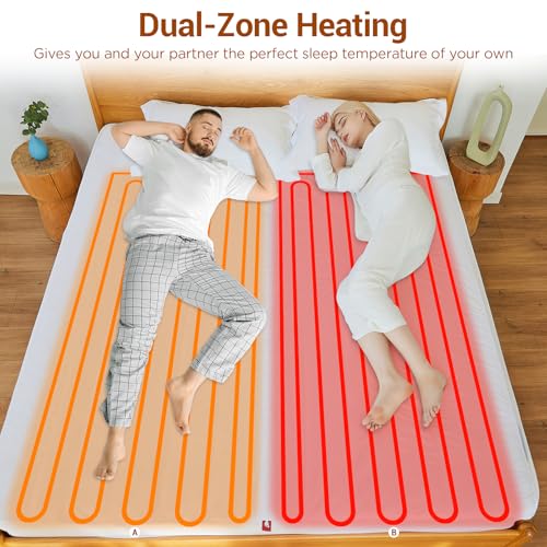 Comfytemp Heated Mattress Pad Queen —Dual Zone Control & Preheat Function & Smart Downshift, 60
