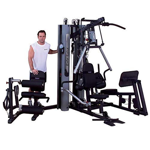 Body-Solid Multi-Station 210lbs Weights Stack Bi-Angular Gym Machine with Leg and Calf Press Attachment, Leg Strength Training Equipment, Functional Exercise Workout Station