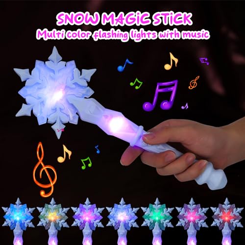 Light Up Wand Snowflake Princess Wands for Kids Christmas Halloween Party Supply (Without Batteries) 12.6 x 4.2Inch