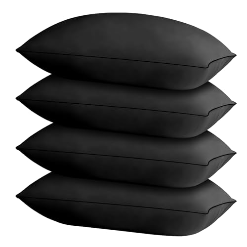 HIMOON Bed Pillows for Sleeping 4 Pack,King Size Cooling Pillows Set of 4,Top-end Microfiber Cover for Side Stomach Back Sleepers(Black)
