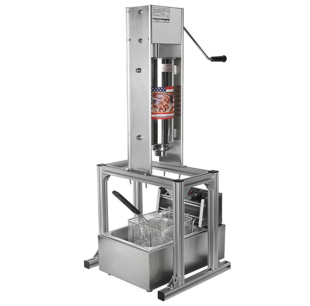 INTBUYING 5L Electric Churro Making Machine Churro Twisted Stick Maker with 6L Electric Deep Fryer