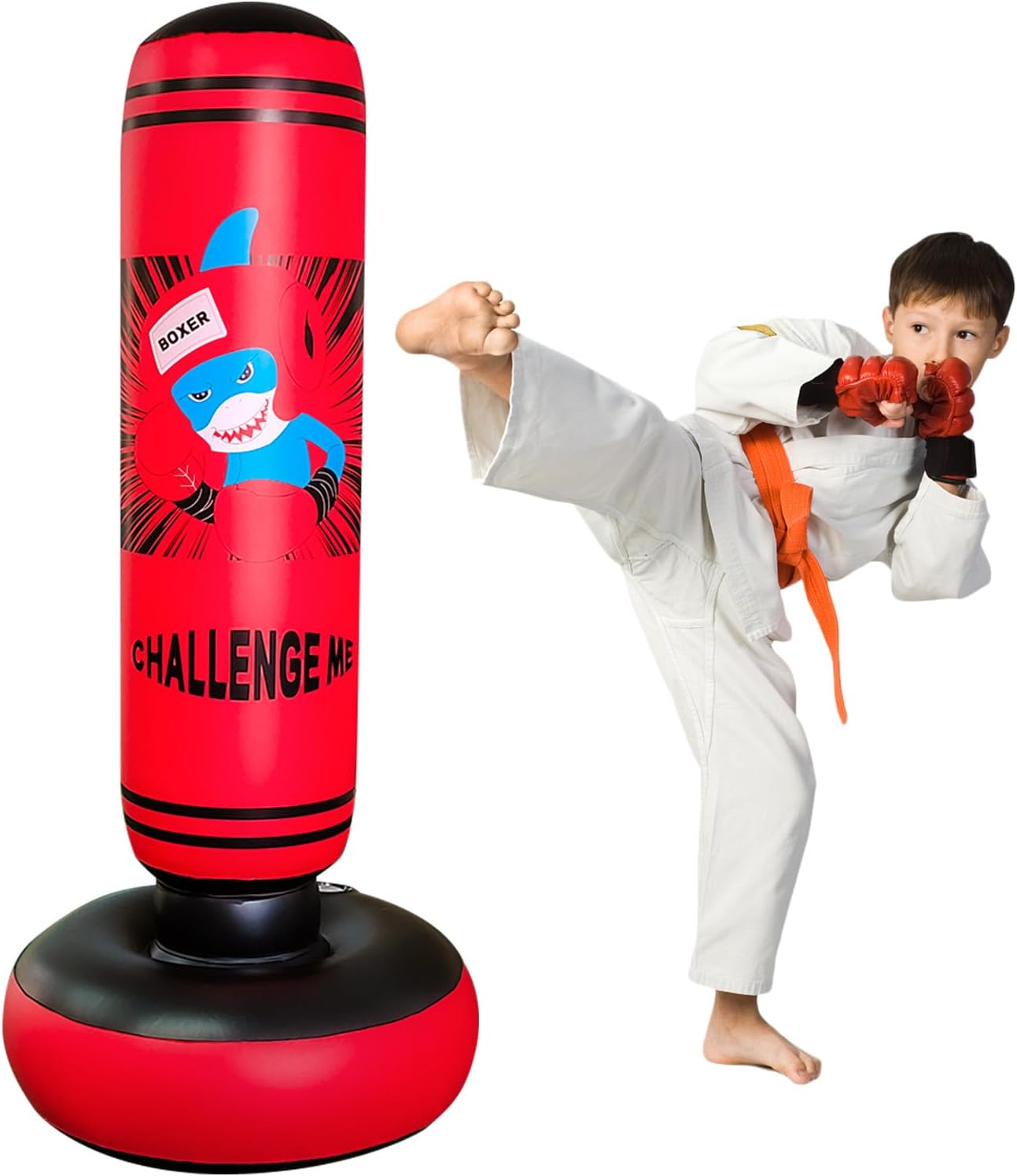Heavy Punching Bag for Kids 47 Inches Boxing Dummy Inflatable Dinosaur Cool Fun Toys for Boys Sports Gifts Outdoor Activities Yard Games