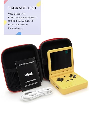 Powkiddy V90S Retro Handheld Console - 10,000+ Preloaded Games, Foldable Clamshell Design, 3.5