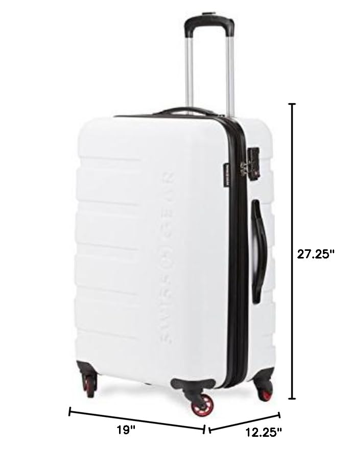 SwissGear 7366 Hardside Expandable Luggage with Spinner Wheels, White, Carry-On 19-Inch