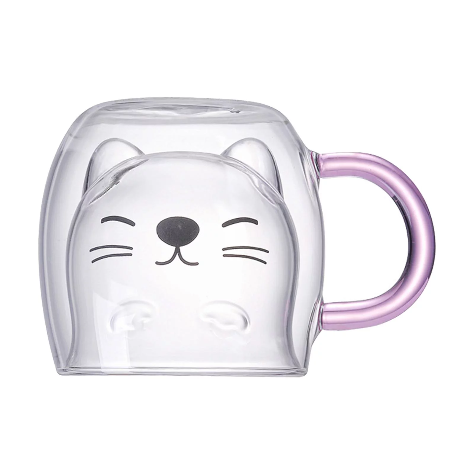 2x 280ml Glass Cup Borosilicate Glass Hand Blown Drinkware Double Wall