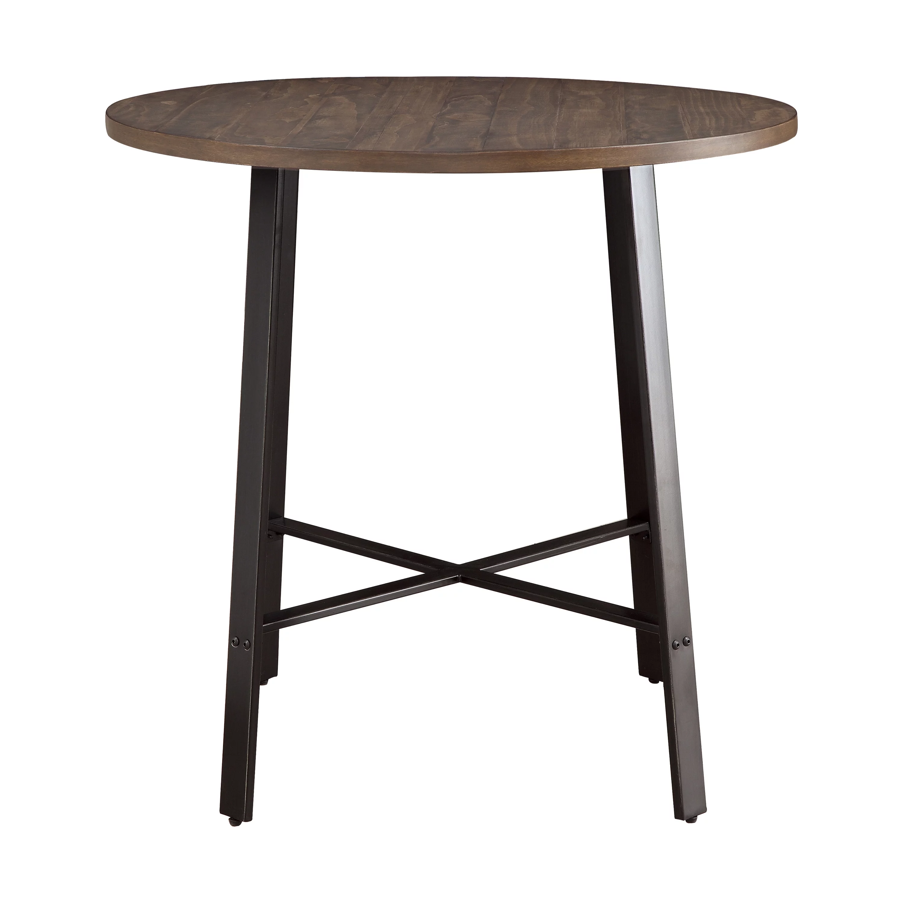 Lexiconhome Chevre Round 4-Seater Counter Height Table, Brown