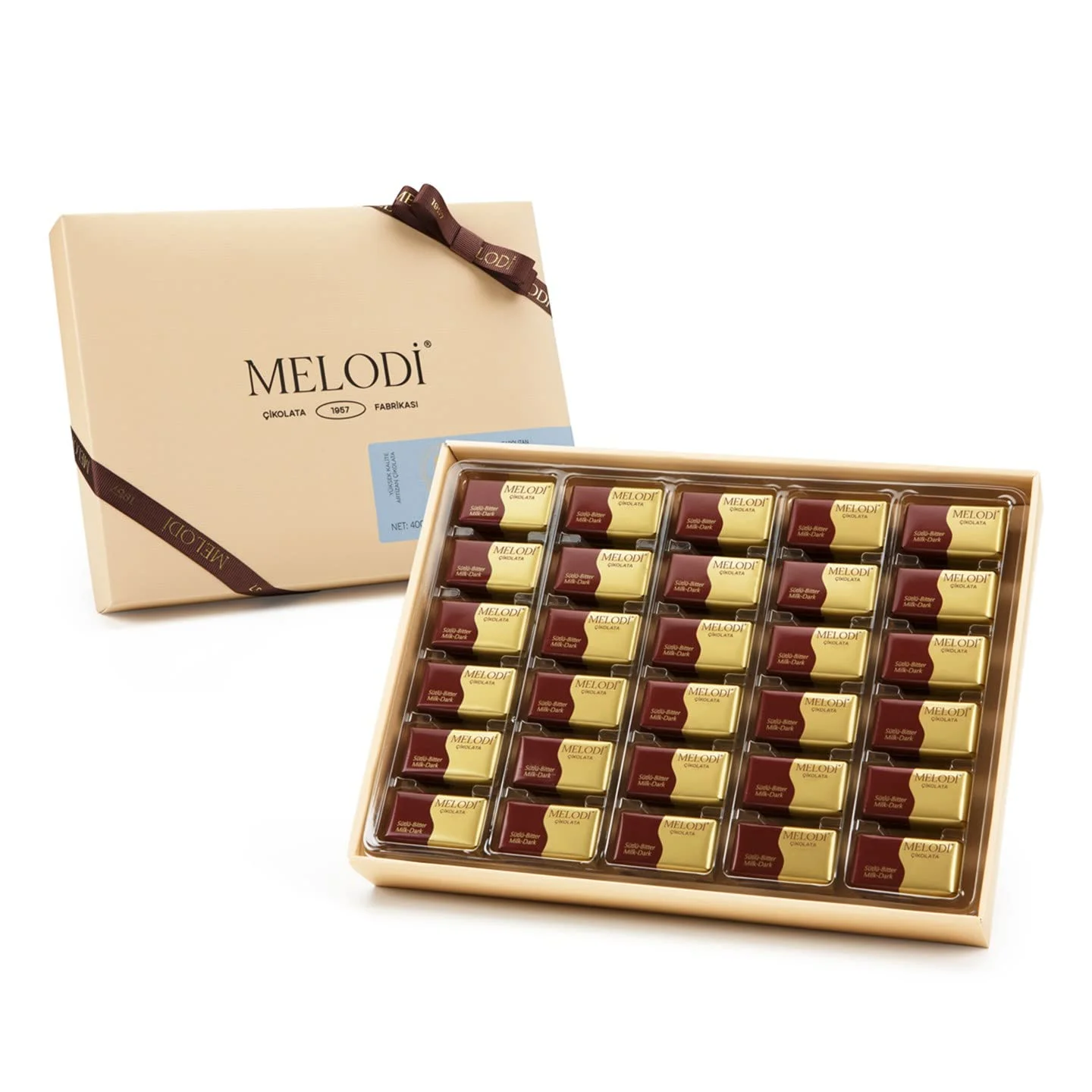 CARIANS Chocolatier Chocolate Gift Box, Carrés Classic Collection Gift Box, Milk And Dark Chocolates, 60 Pieces | 14,10 Oz