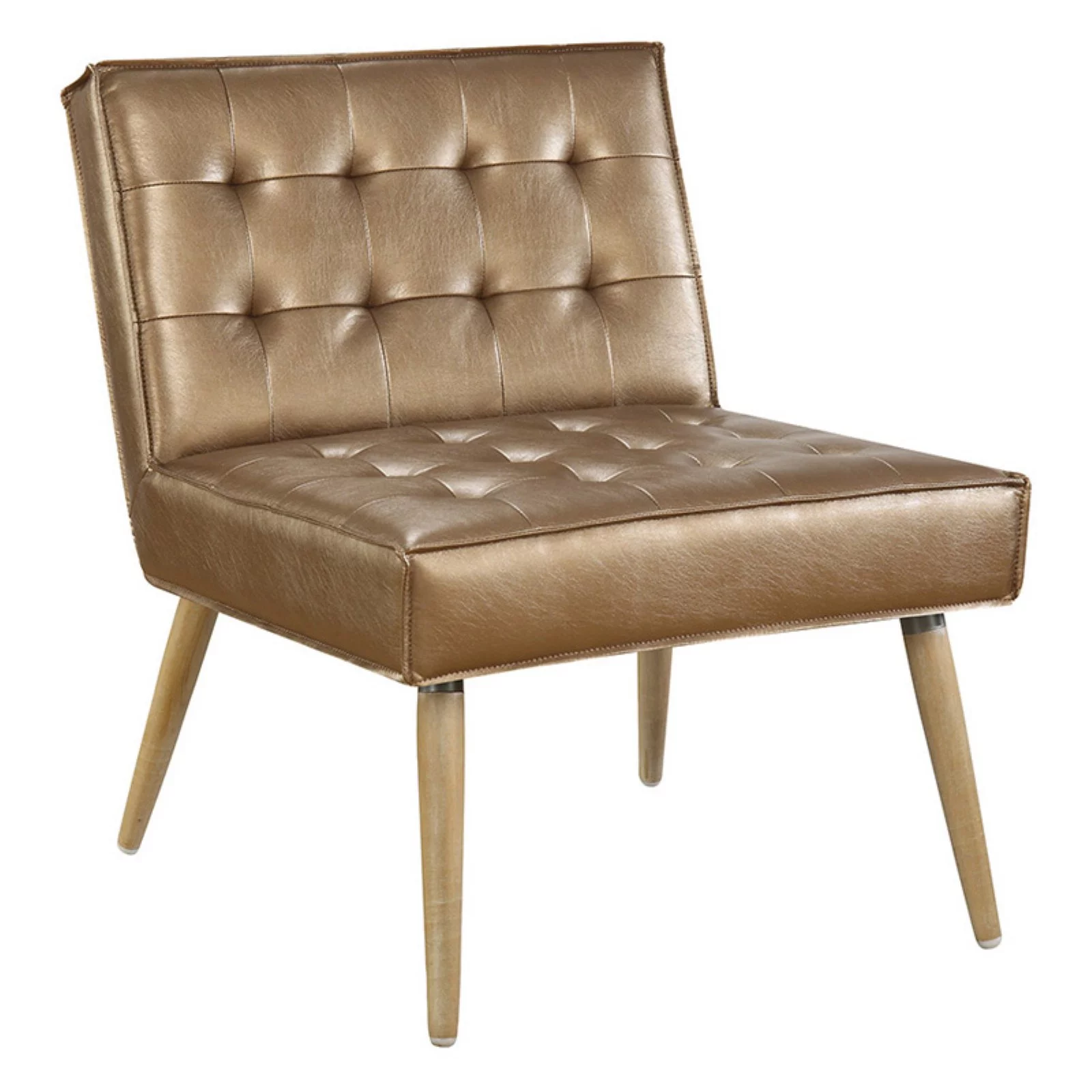 OSP Home Furnishings Amity Tufted Accent Chair in Sizzle Copper Fabric with Solid Wood Legs