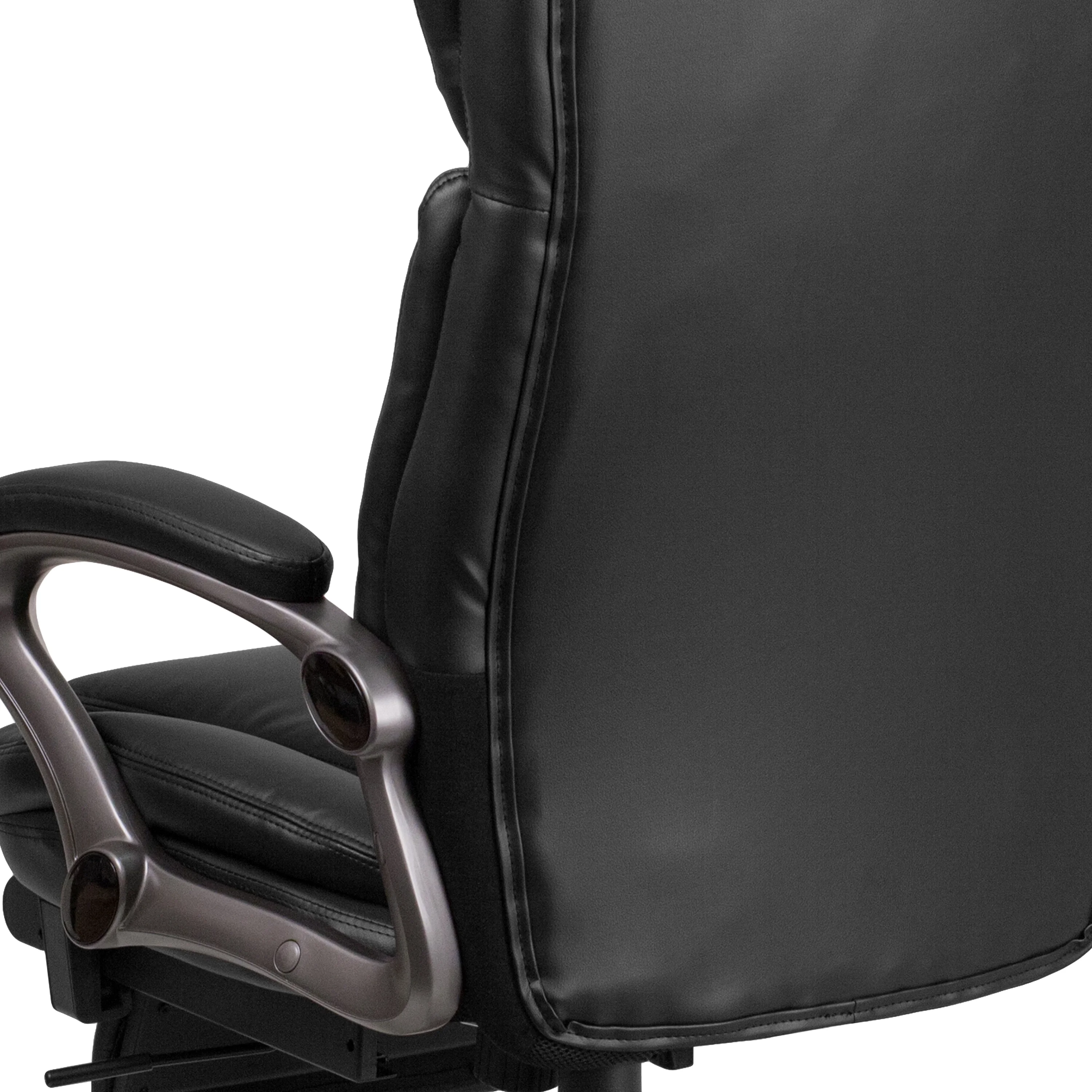 Emma + Oliver High Back Black LeatherSoft Reclining Ergonomic Outer Lumbar Swivel Office Chair