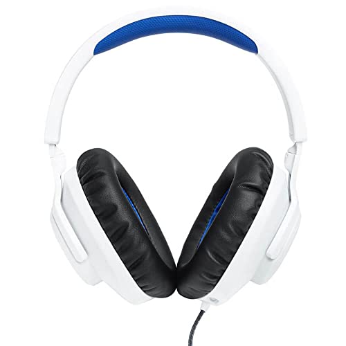 JBL Quantum 100P - Wired Over-Ear Gaming Headset with a Detachable mic, QuantumSOUND Signature, Memory Foam Comfort, Compatible with Windows Sonic Surround Sound (White)