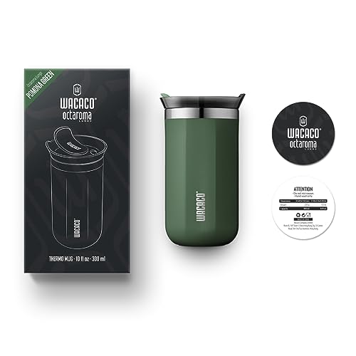 WACACO Octaroma Classico Vacuum Insulated Coffee Mug, Double-wall Stainless Steel Travel Tumbler With Drinking Lid, 6 fl oz (180ml), Carmine Red