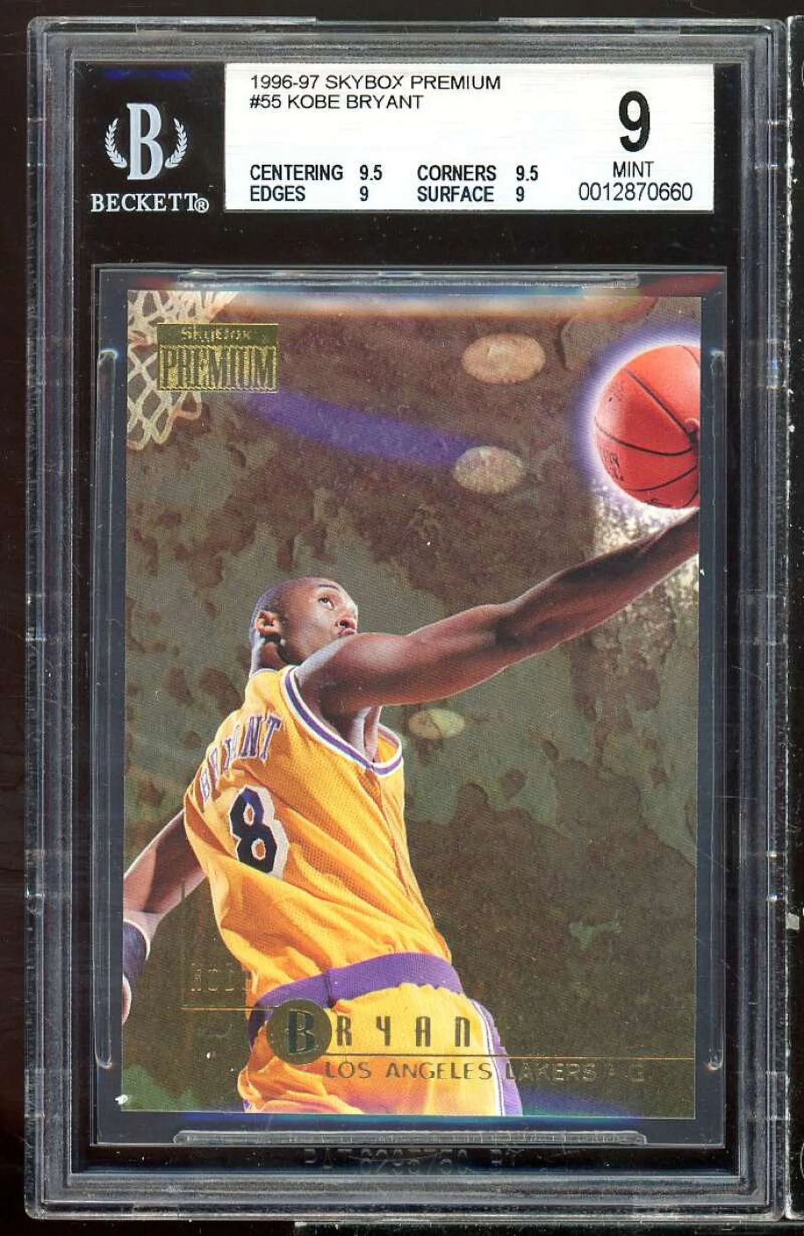 Kobe Bryant Rookie Card 1996-97 SkyBox Premium #55 BGS 9 (9.5 9.5 9 9)