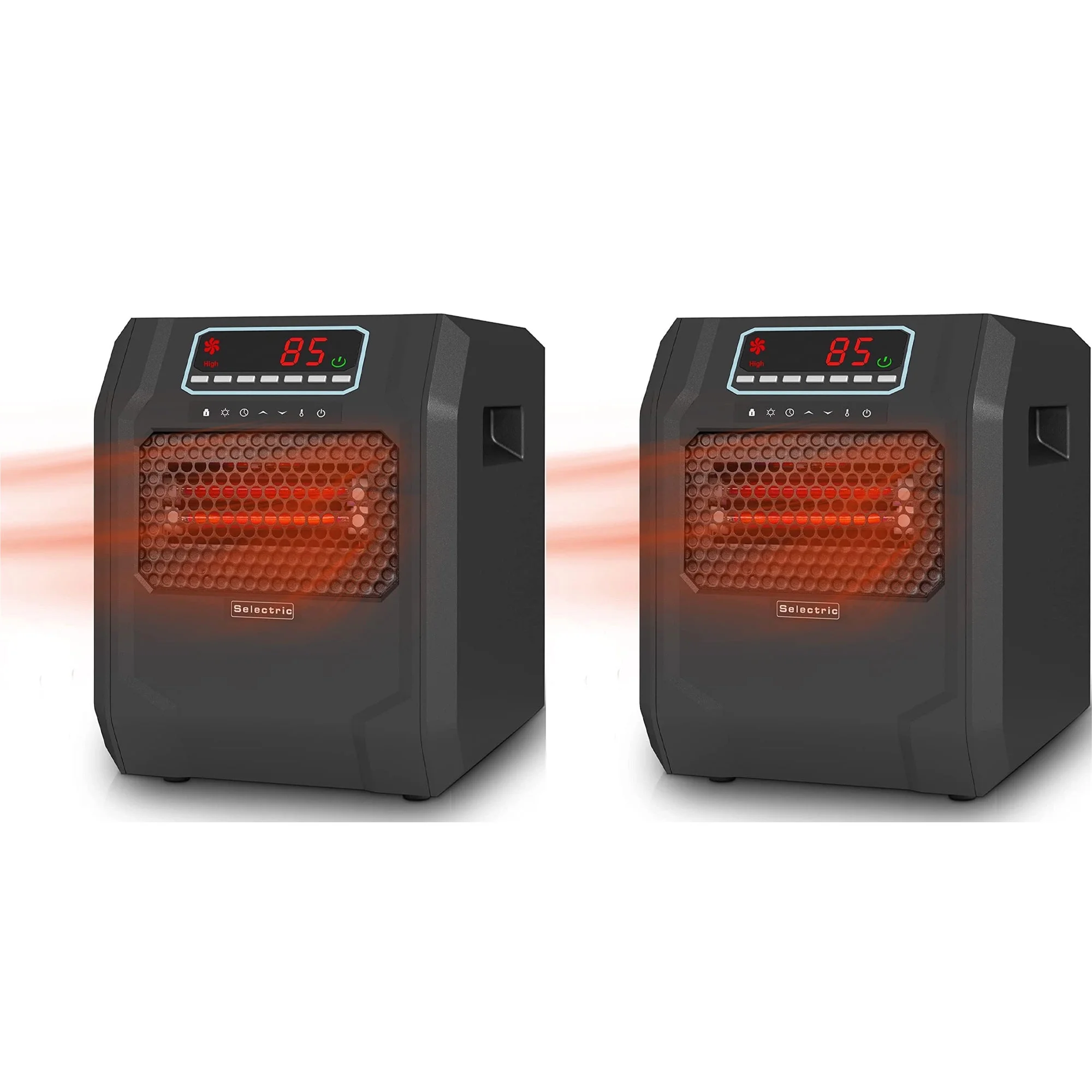 VOLTORB Electric Radiant Space Heater w/3 Heat Settings, Black (2 Pack)