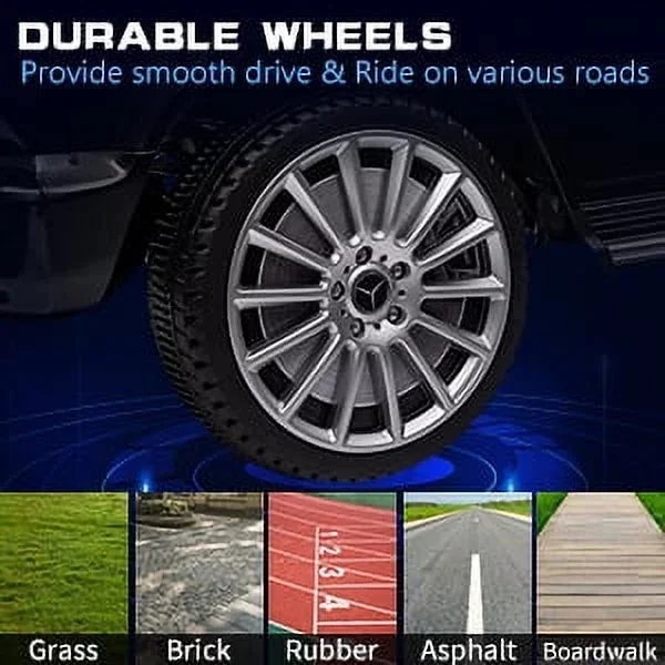 BATE 24V Licensed Mercedes-Benz G500 Powered Ride on Car , Kids Electric Ride on Toy Car 2.4G W/Parents Remote Control ,Three speed adjustable,Power display, USB,MP3 ,Bluetooth, Black