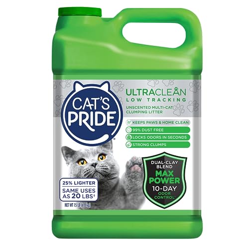 Cat's Pride Max Power: UltraClean Low Tracking Multi-Cat Clumping Litter - Keeps Paws & Home Clean - Up to 10 Days of Powerful Odor Control - 99% Dust Free - Fresh Scent, 15 Pounds (Pack of 2)