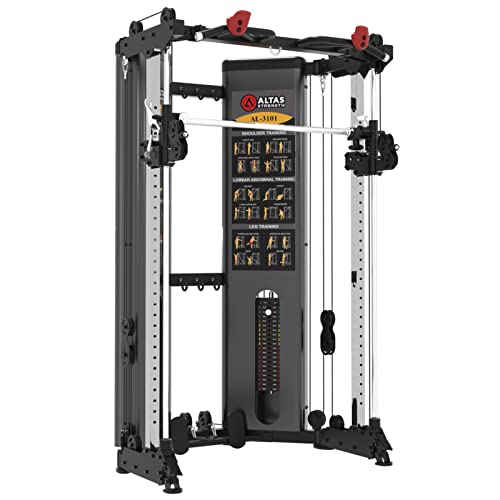 Altas Strength Folding Home Gym Smith Machine with Pulley System Gym Squat Rack Weight Bar Upper Body Strength Training Leg Developer Commercial Fitness Equipment Included Accessories 3101