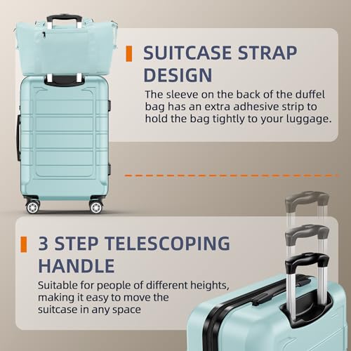 SHOWKOO Luggage Sets Expandable PC+ABS Durable Suitcase Double Wheels TSA Lock Black