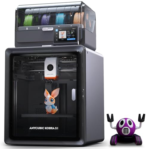 Anycubic Kobra S1 Combo 3D Printer, 4 Stunning Multicolor with Anycubic ACE PRO, 600mm/s High Speed and 320℃ Hotend Free-Clog Extruder, Intelligent Drying While Printing, Built-in Camera 250*250*250mm