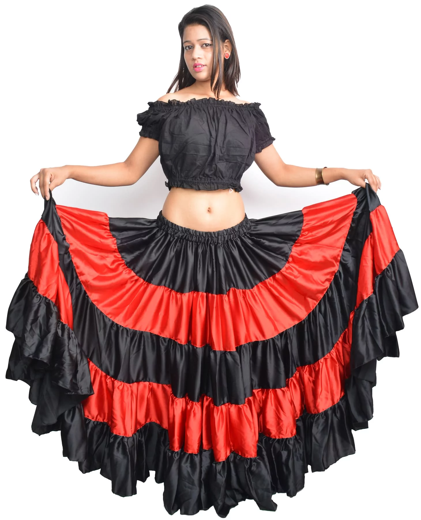 Wevez Women's Spain Flamenco Dance 25 Yard Skirt, One Size