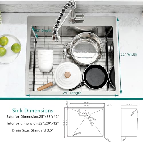 25 Inch Drop In Utility Sink with Faucet, 25