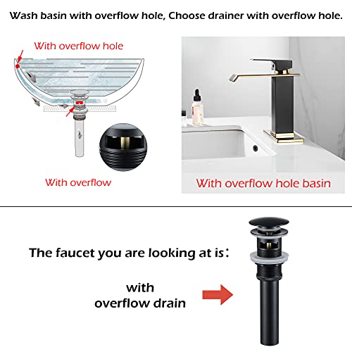 White Gold Faucet Bathroom Vessel Sink Golden Waterfall Spout Faucet Single Handle Bowl Sink Faucet Modern Single Hole Basin Vanity Tall Bathroom Sink Faucet with Pop Up Drain Stopper Supply Hose