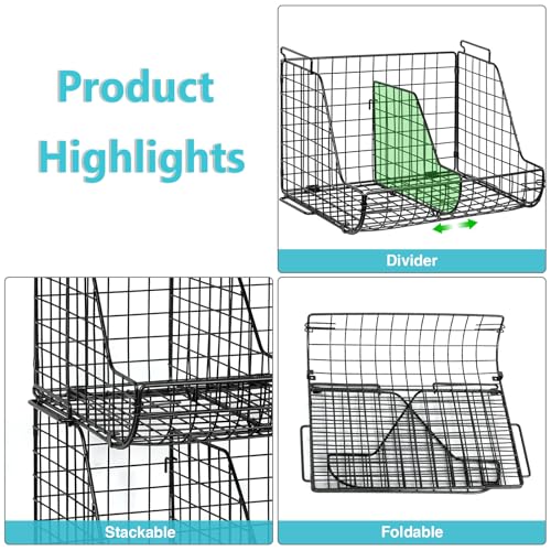 4-Tier Stackable Soda Can Organizer with 4 Adjustable Dividers, Can Storage Organizer for Pantry shelves, Kitchen Can Dispenser, Can Holders for Pantry, Wire Soda Dispenser for Cabinets Shelf