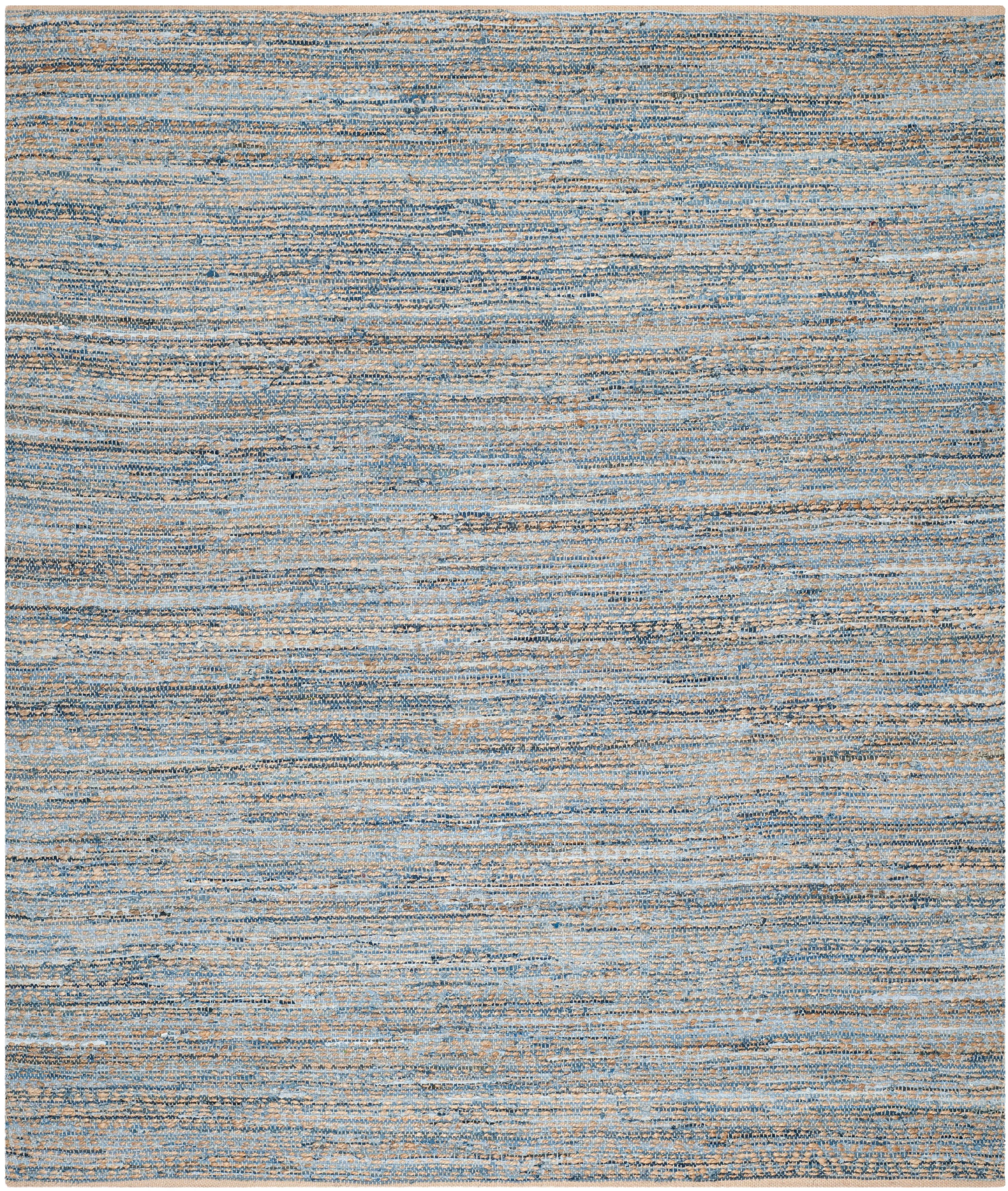 SAFAVIEH Cape Cod John Braided Striped Jute Area Rug, 9' x 12', Natural/Blue