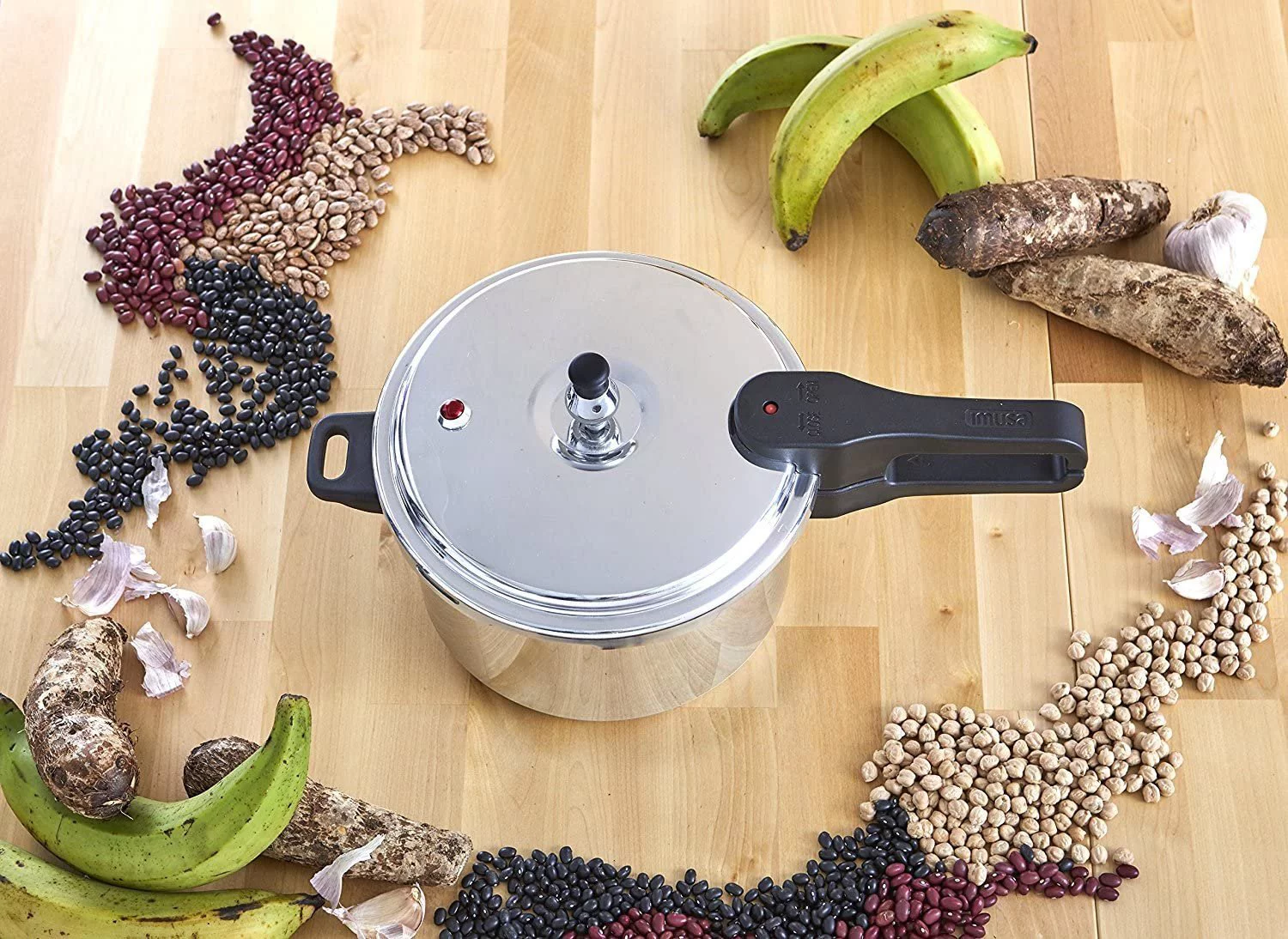 IMUSA USA A417-80401 Aluminum Stovetop Pressure Cooker 4.2Qt, Silver