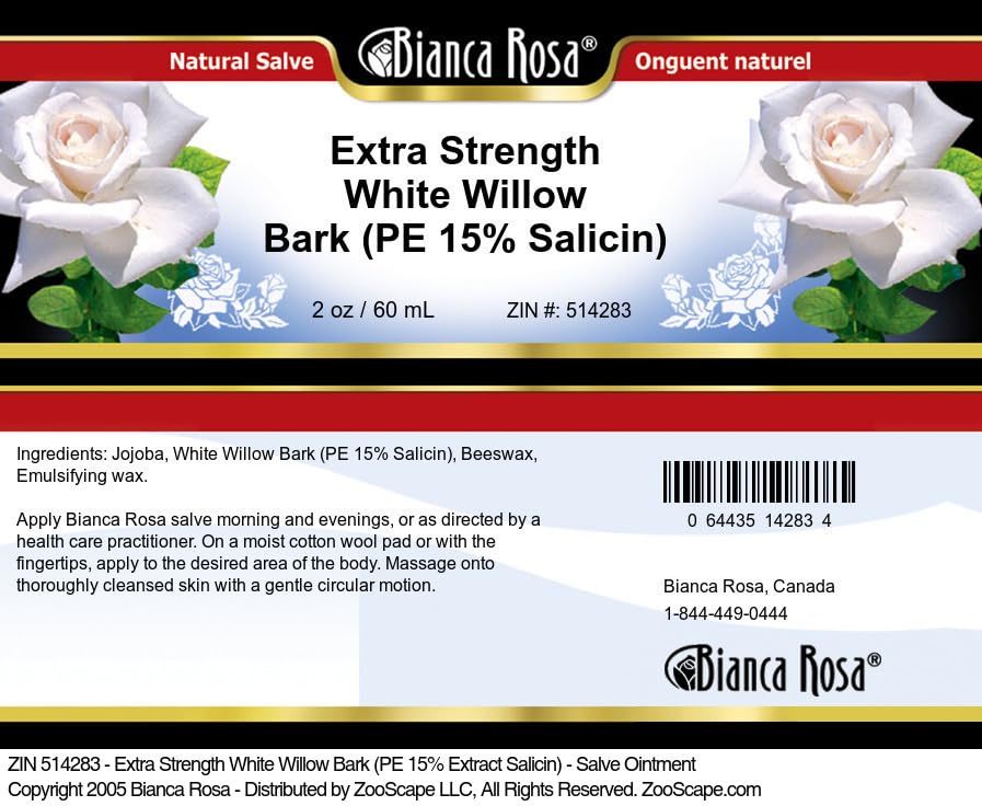 Bianca Rosa Extra Strength White Willow Bark (PE 15% Salicin) - Salve Ointment (2 oz, ZIN: 514283)