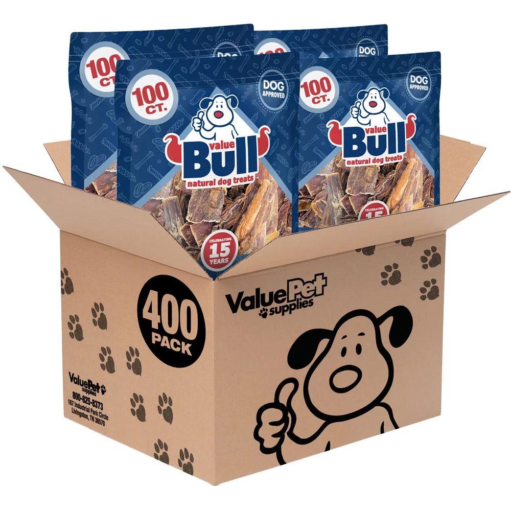 ValueBull Beef Jerky Gullet Strips for Dogs, 400 Count
