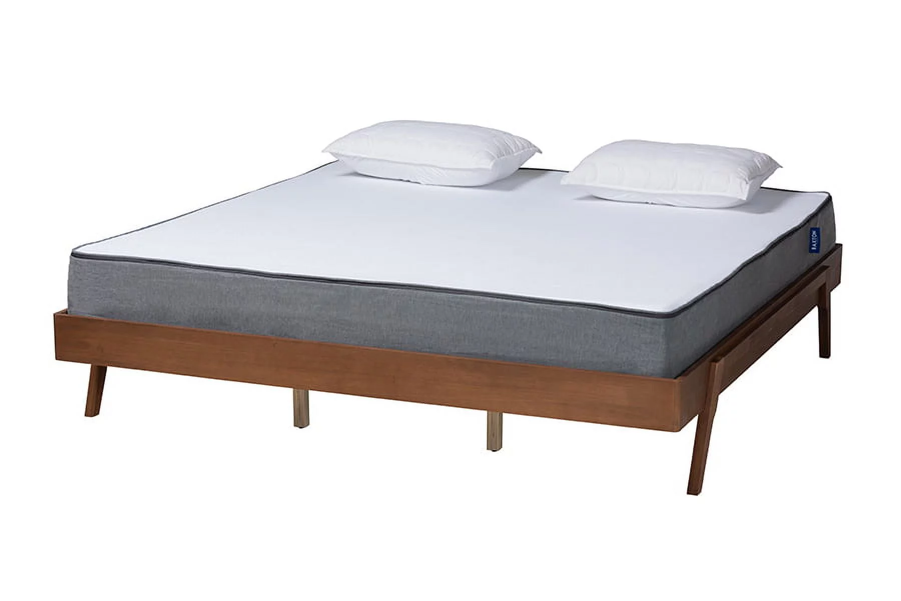 Baxton Studio Sarita Mid-Century Modern Ash Walnut Finished Wood King Size Bed Frame