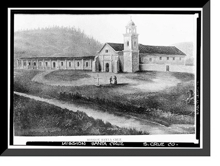 Historic Framed Print, Mission Santa Cruz, Emmet & School Streets, Santa Cruz, Santa Cruz County, CA - 4, 17-7/8