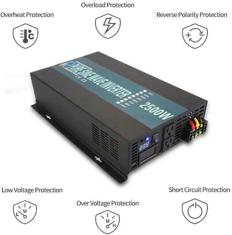 WZRELB Strong Driving Capacity 2500W 24VDC to 120VAC Pure Sine Wave Inverter Power Converter (RBP250024B1)