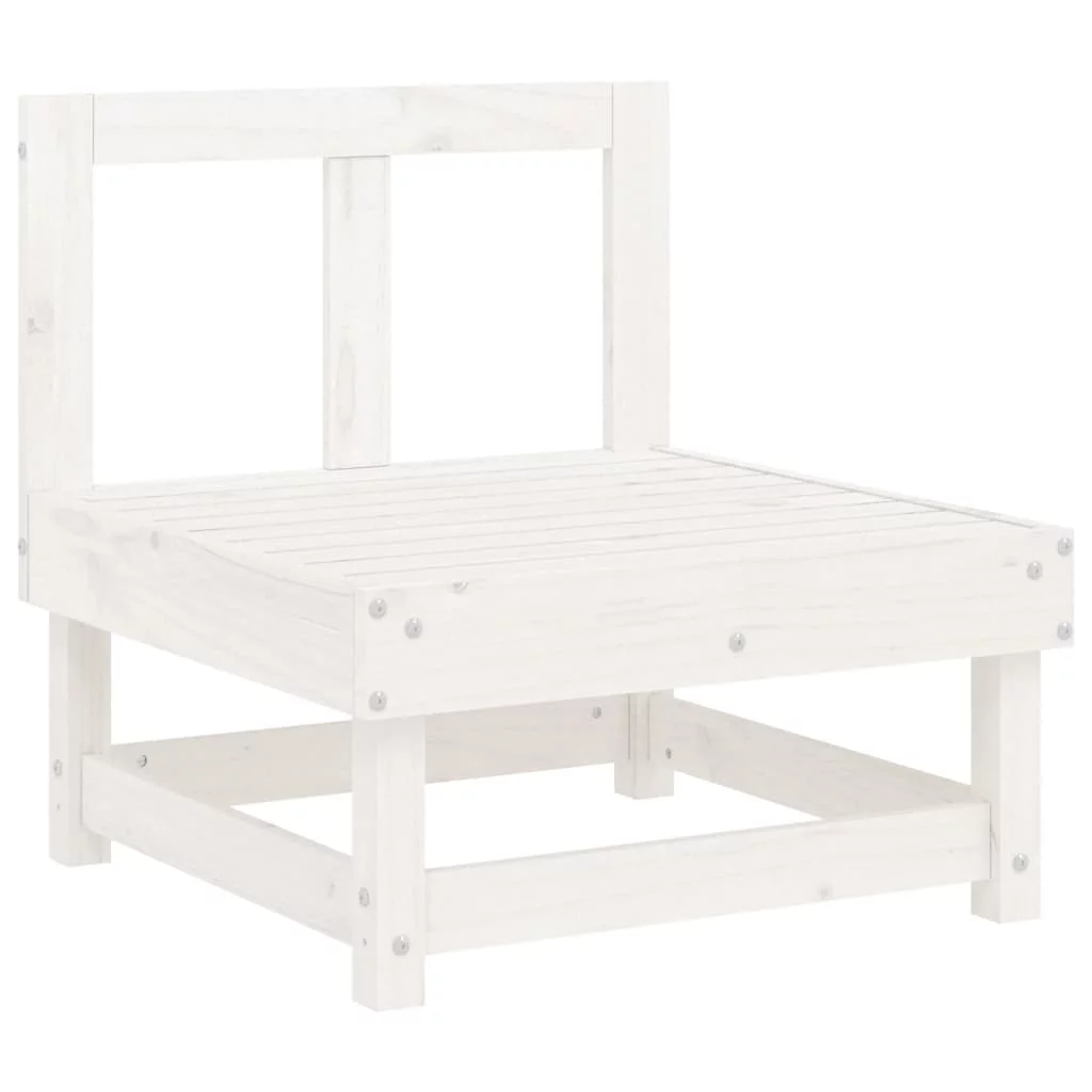 Walmeck Middle Sofa with Cushions White Solid Wood Pine