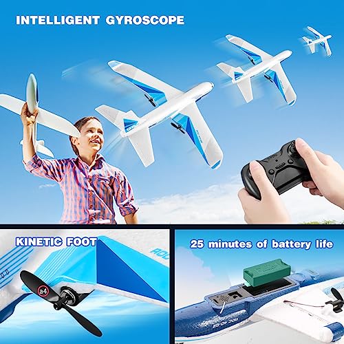 4DRC Remote Control Airplane for Kids Boys Adults, G2 Remote Control Plane Jet for Beginners Adult, Ready to Fly Airplane with One Key Aerobatic LED Light, RC Plane for Kids, 2 Battery