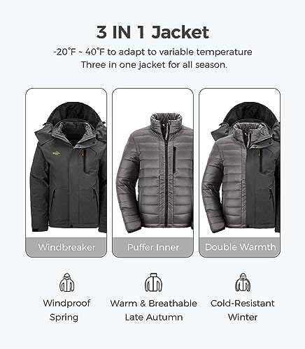 wantdo Men's Warm Winter Down Jacket Hooded Winter Coats Waterproof Snowboarding Coat