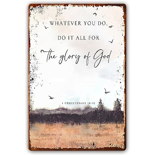 1 Corinthians 10 31 Do It All for The Glory of God Bible Verse Wall Art Metal Sign Scripture Print, Christian Wall Sign Poster Decorations Picture Painting for Bedroom