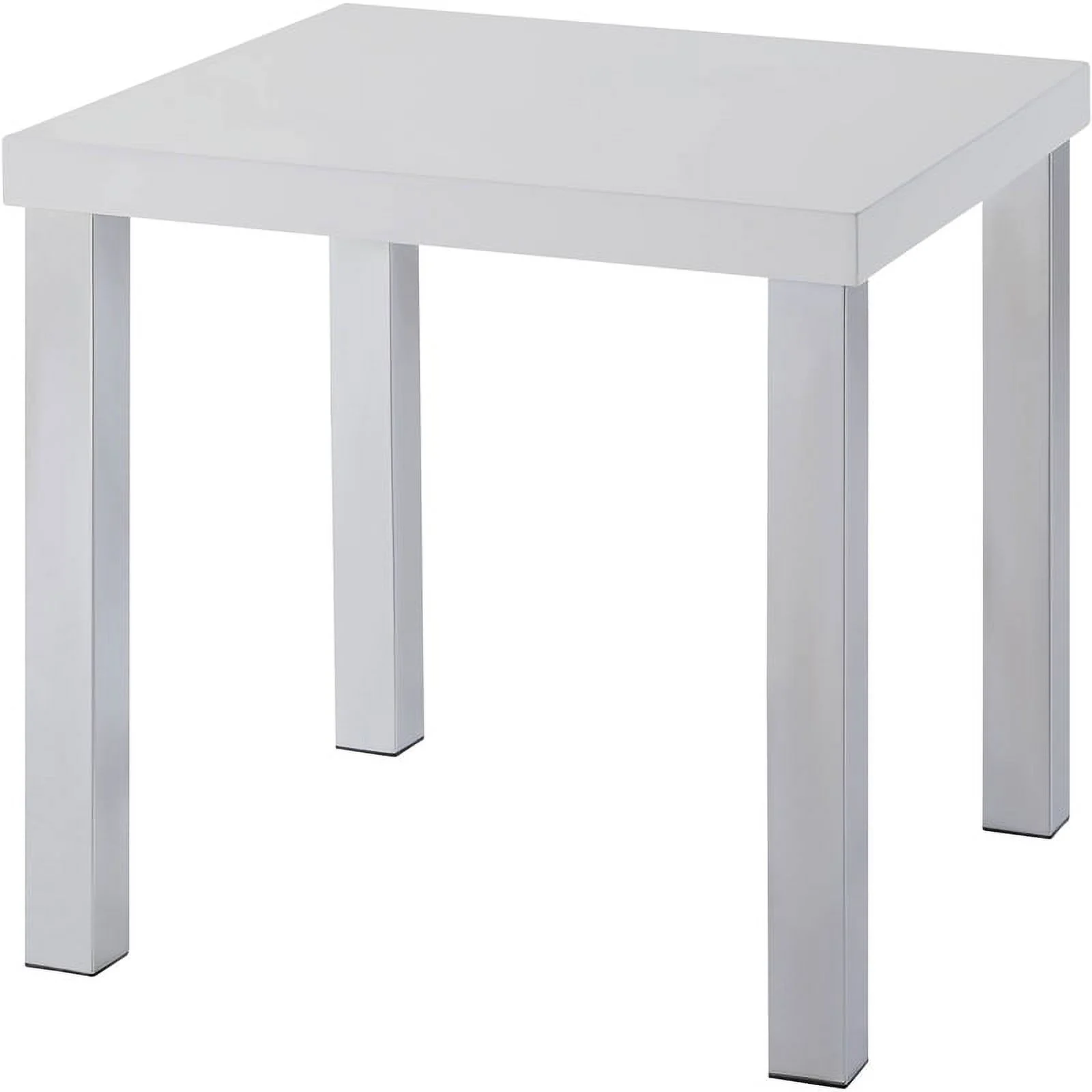 Bowery Hill Contemporary End Table in White High Gloss & Chrome