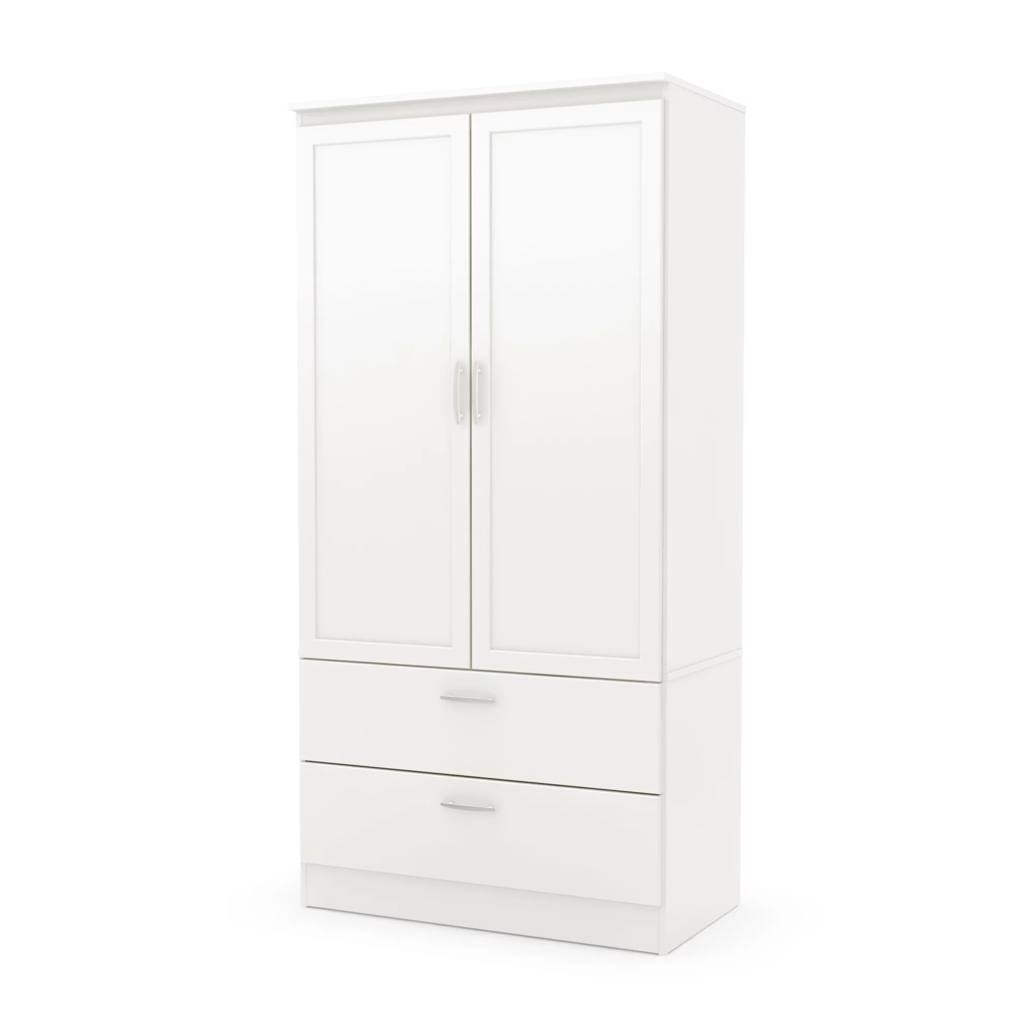 South Shore Acapella Wardrobe Armoire, Bedroom, White, Laminated particleboard, Adult
