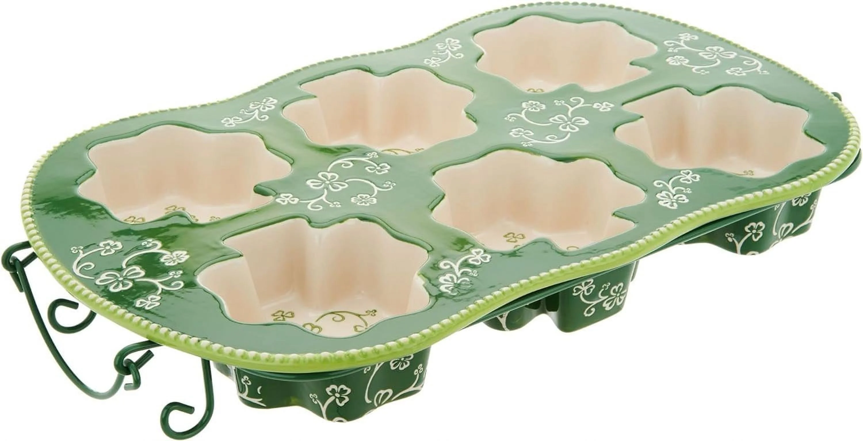Texas Sized Or Cornbread Dish, Heart Shape Cups, Cakelet Pan (Floral Lace Romance) EW-I