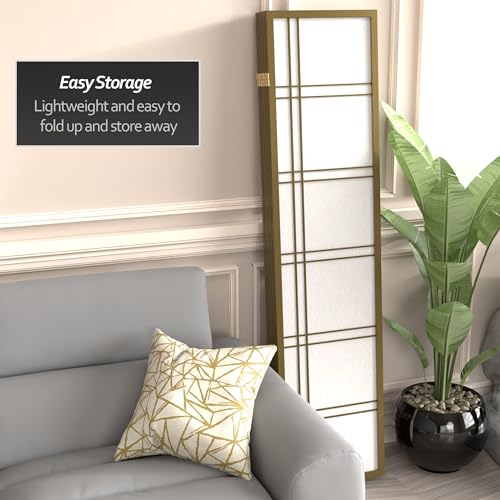 Red Lantern 6 ft. Tall Double Cross Shoji Screen-Grey-3 Panels Room Divider