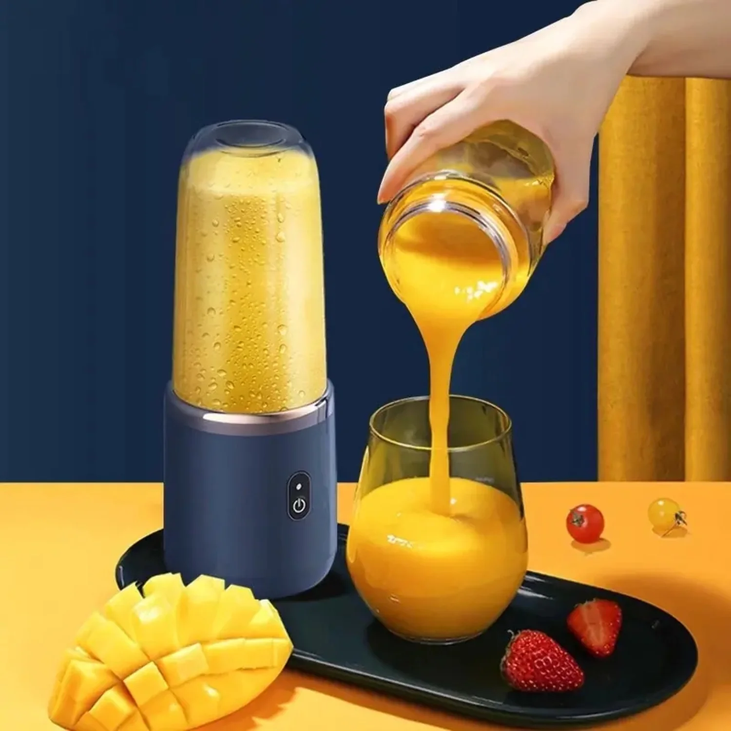 Portable Blender USB Rechargeable Juicer Cup Small Fruit Juice Mixer for Shakes Easy to Use 400 ml