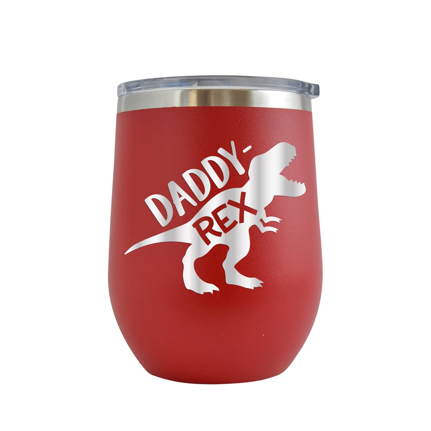 Daddy Rex Dinosaur - Engraved 12 oz Red Wine Cup Unique Funny Birthday Gift Graduation Gifts for Men or Women Fathers Day Dad Daddy Papa Pops best buckin Father